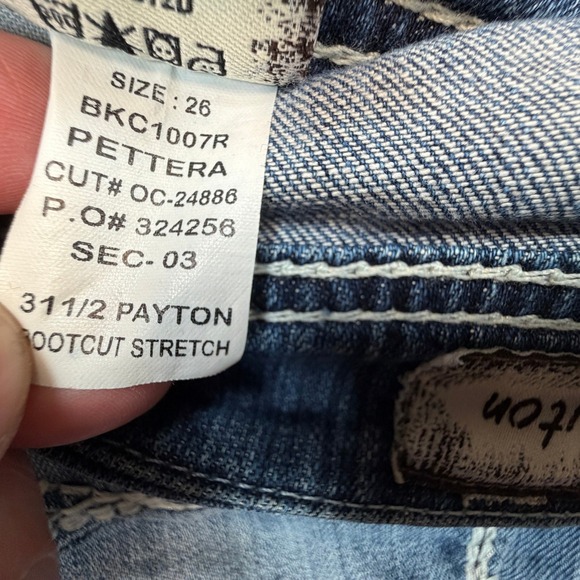 BKE Payton Bootcut Jeans Womens 26R (Fits 29x30) Blue Low Rise Raw Hem Stretch - Picture 15 of 15